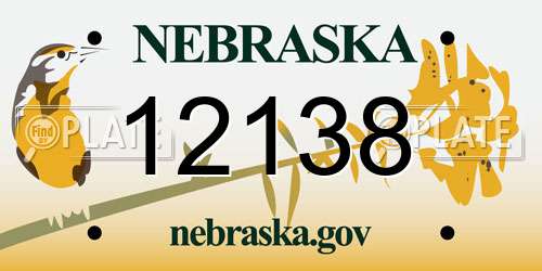 12138 Nebraska License Plate