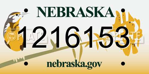 1216153 Nebraska License Plate