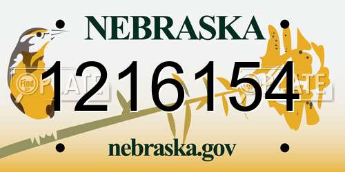1216154 Nebraska License Plate