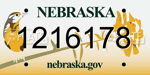 1216178 Nebraska License Plate