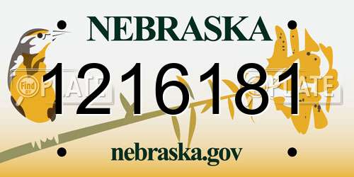1216181 Nebraska License Plate
