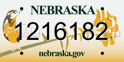 1216182 Nebraska License Plate