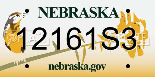 12161S3 Nebraska License Plate