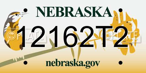 12162T2 Nebraska License Plate