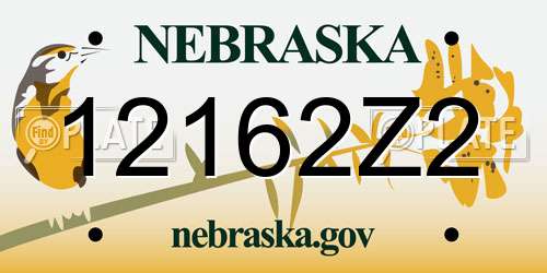 12162Z2 Nebraska License Plate