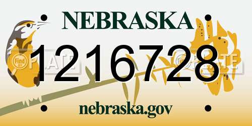 1216728 Nebraska License Plate