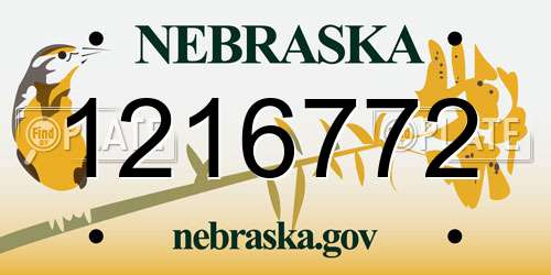 1216772 Nebraska License Plate