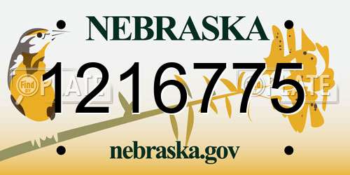 1216775 Nebraska License Plate