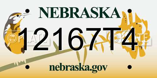 12167T4 Nebraska License Plate
