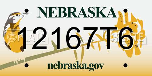 12167T6 Nebraska License Plate