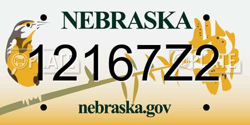 12167Z2 Nebraska License Plate