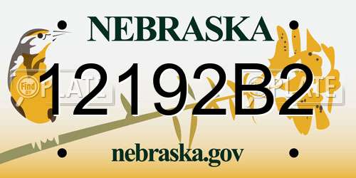 12192B2 Nebraska License Plate