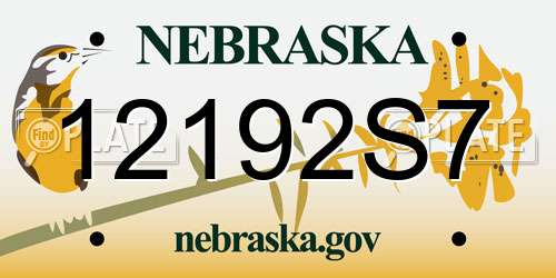 12192S7 Nebraska License Plate