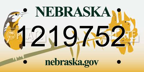 1219752 Nebraska License Plate