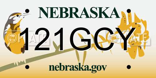 121GCY Nebraska License Plate