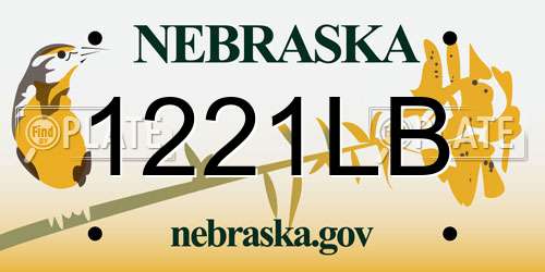 1221LB Nebraska License Plate