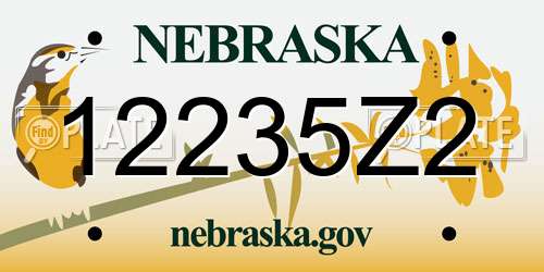 12235Z2 Nebraska License Plate