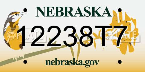 12238T7 Nebraska License Plate