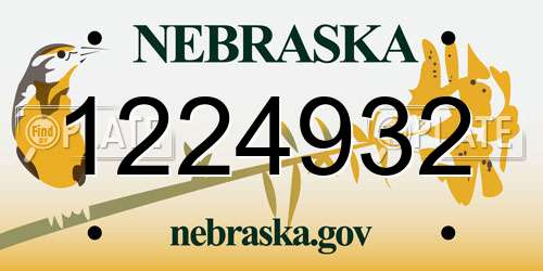 1224932 Nebraska License Plate