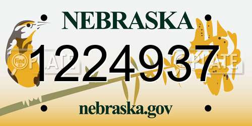 1224937 Nebraska License Plate