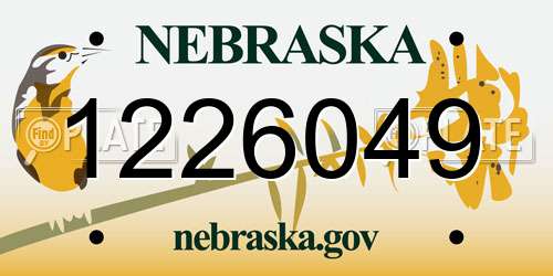 1226049 Nebraska License Plate