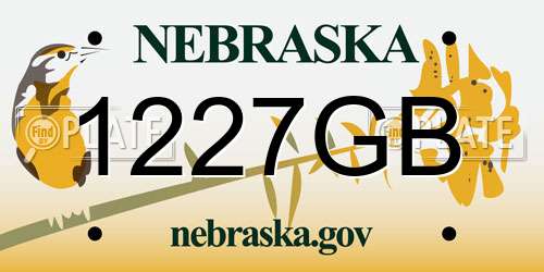 1227GB Nebraska License Plate