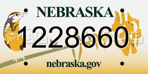 1228660 Nebraska License Plate