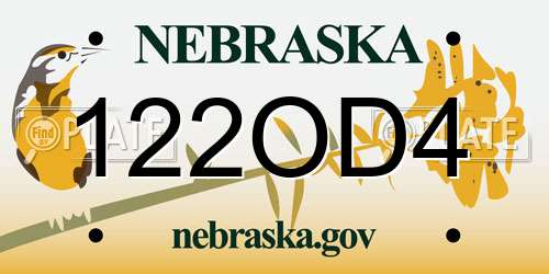 122OD4 Nebraska License Plate
