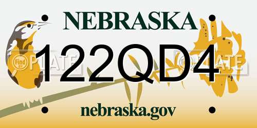 122QD4 Nebraska License Plate