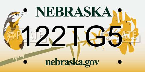122TG5 Nebraska License Plate