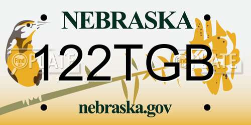 122TGB Nebraska License Plate