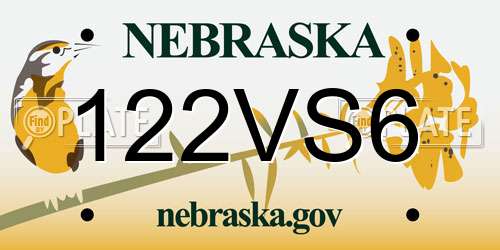 122VS6 Nebraska License Plate