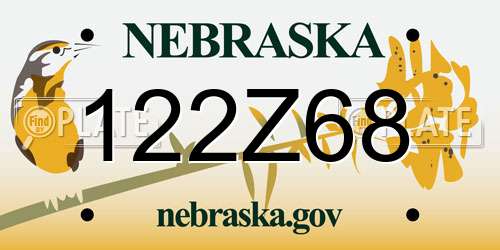 122Z68 Nebraska License Plate