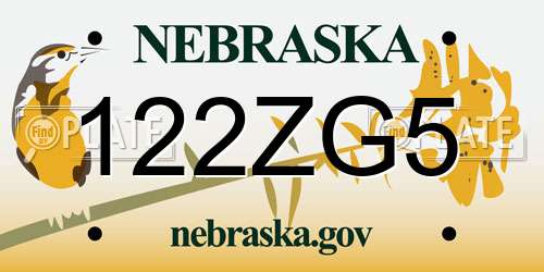122ZG5 Nebraska License Plate