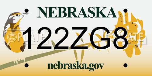 122ZG8 Nebraska License Plate