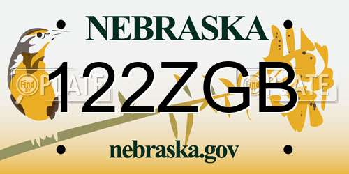 122ZGB Nebraska License Plate