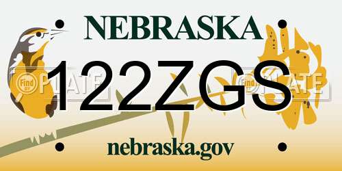 122ZGS Nebraska License Plate