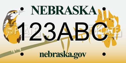 123ABC Nebraska License Plate