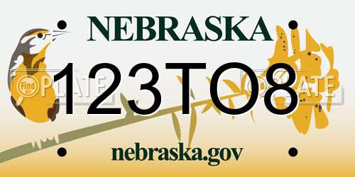 123TO8 Nebraska License Plate