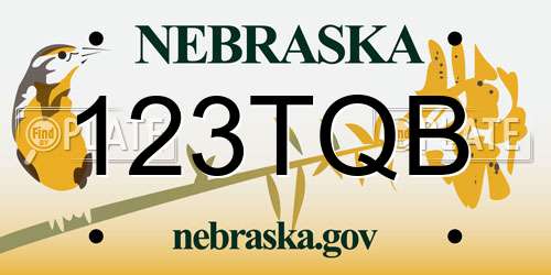 123TQB Nebraska License Plate