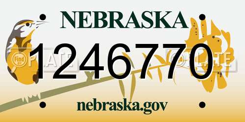 1246770 Nebraska License Plate