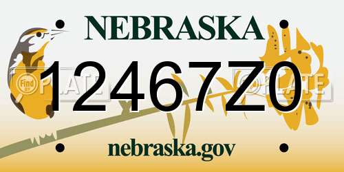 12467Z0 Nebraska License Plate