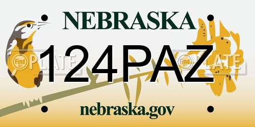 124PAZ Nebraska License Plate