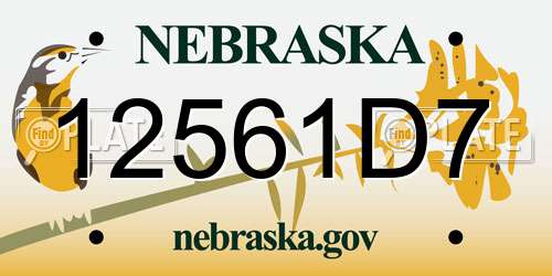 12561D7 Nebraska License Plate
