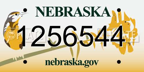 1256544 Nebraska License Plate