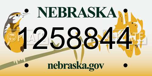 1258844 Nebraska License Plate