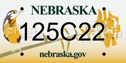 125C22 Nebraska License Plate