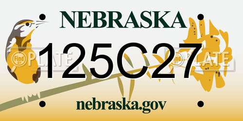 125C27 Nebraska License Plate