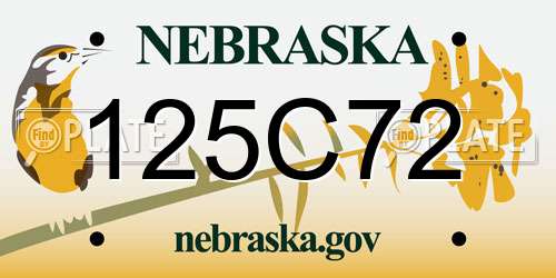 125C72 Nebraska License Plate