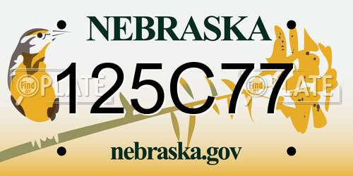 125C77 Nebraska License Plate